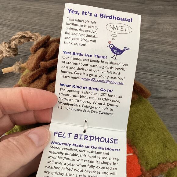 Wild Woolies FOREST HOUSE Felt Birdhouse Eco Friendly Fair Trade NWT - Picture 13 of 16